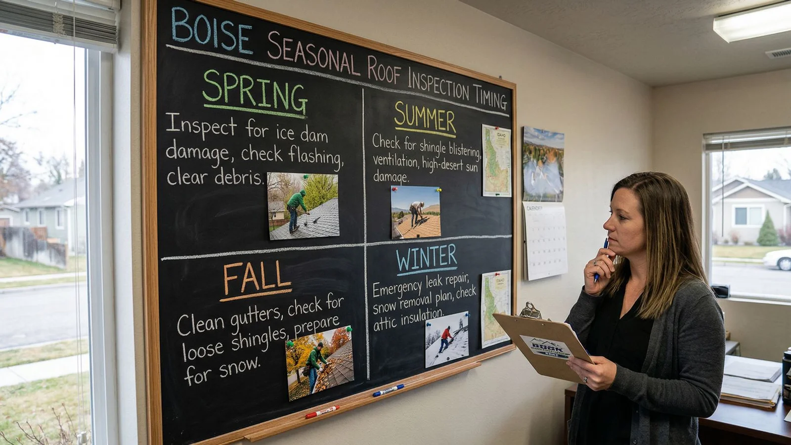 Calendar of recommended seasonal roof inspection timing in Boise